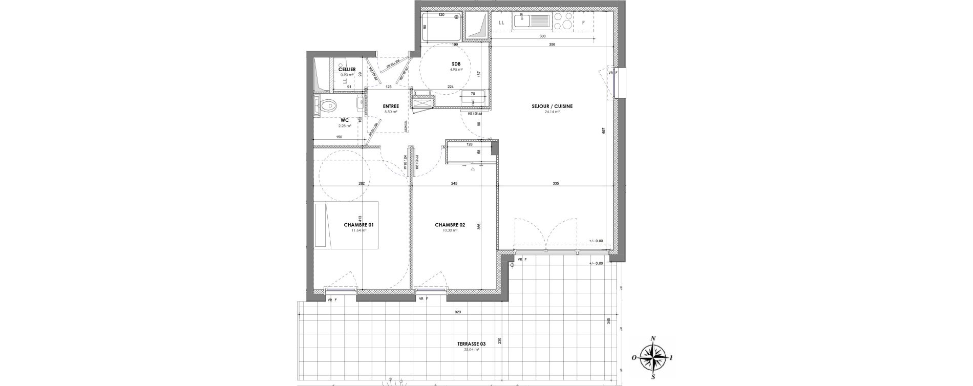 Appartement T3 de 59,71 m2 &agrave; Cesson-S&eacute;vign&eacute; Centre