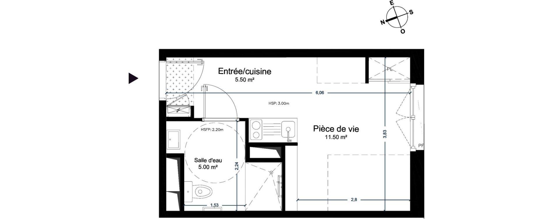 Appartement T1 de 22,00 m2 &agrave; Cesson-S&eacute;vign&eacute; Centre