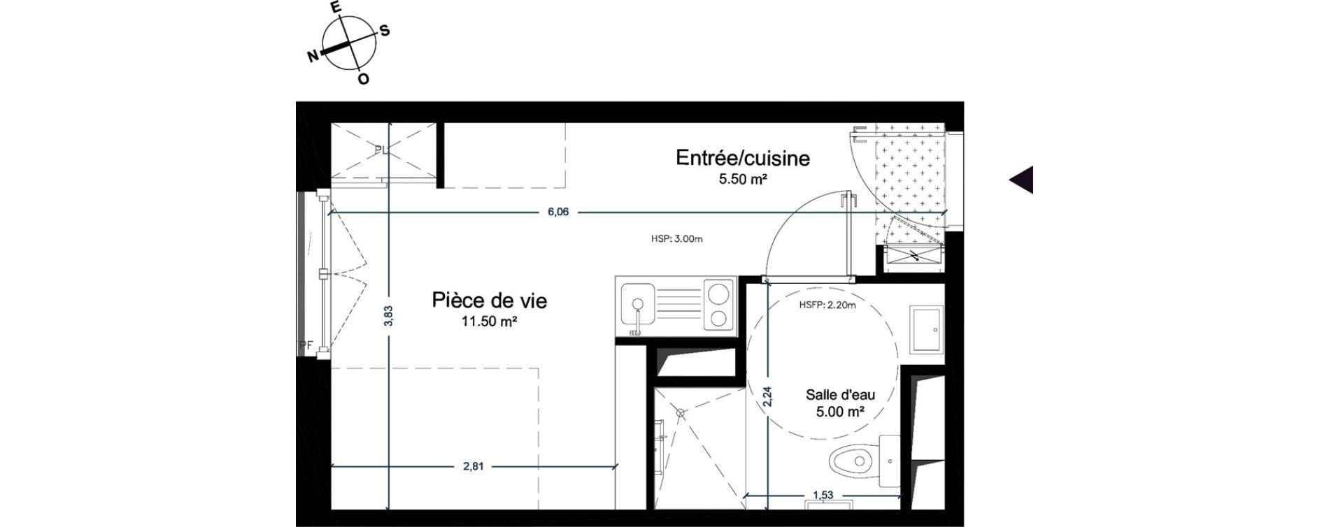 Appartement T1 de 22,00 m2 &agrave; Cesson-S&eacute;vign&eacute; Centre