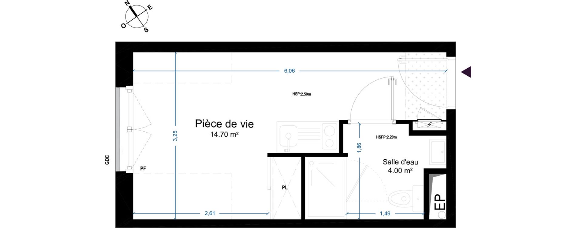 Appartement T1 de 18,70 m2 &agrave; Cesson-S&eacute;vign&eacute; Centre