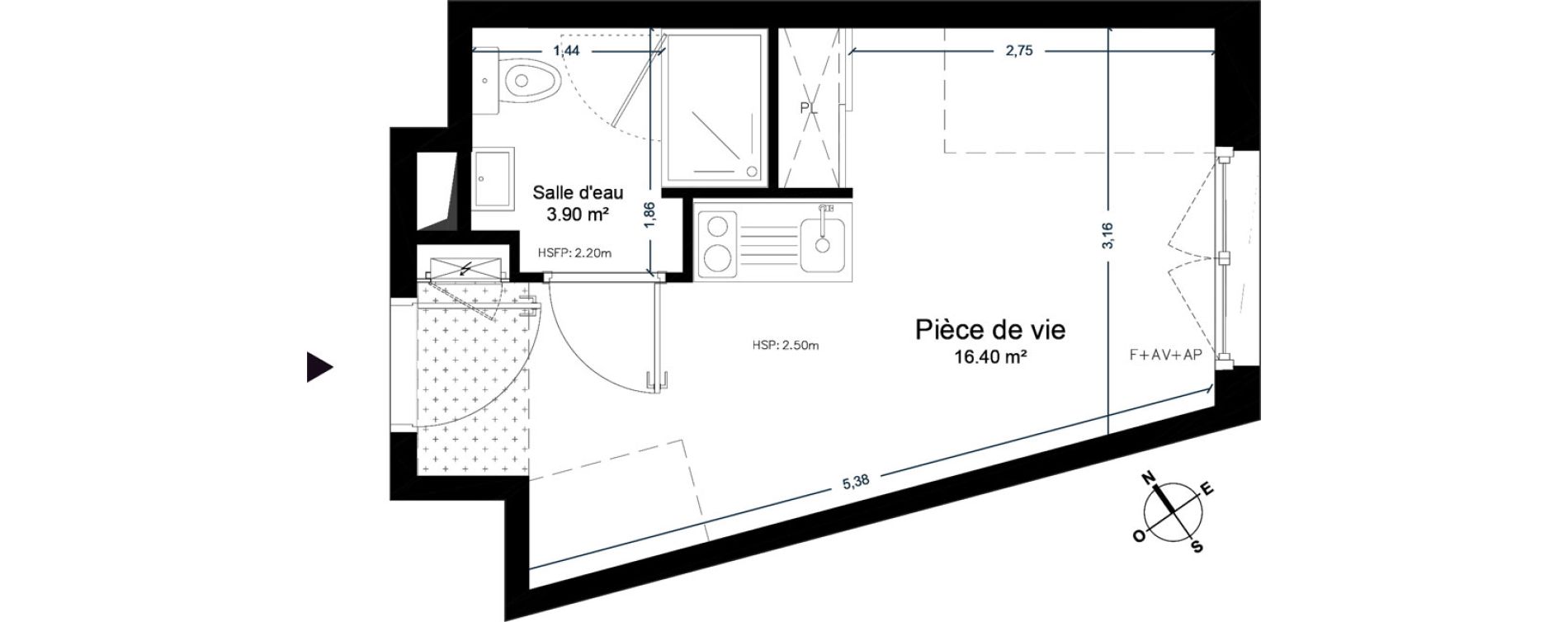 Appartement T1 de 20,30 m2 &agrave; Cesson-S&eacute;vign&eacute; Centre
