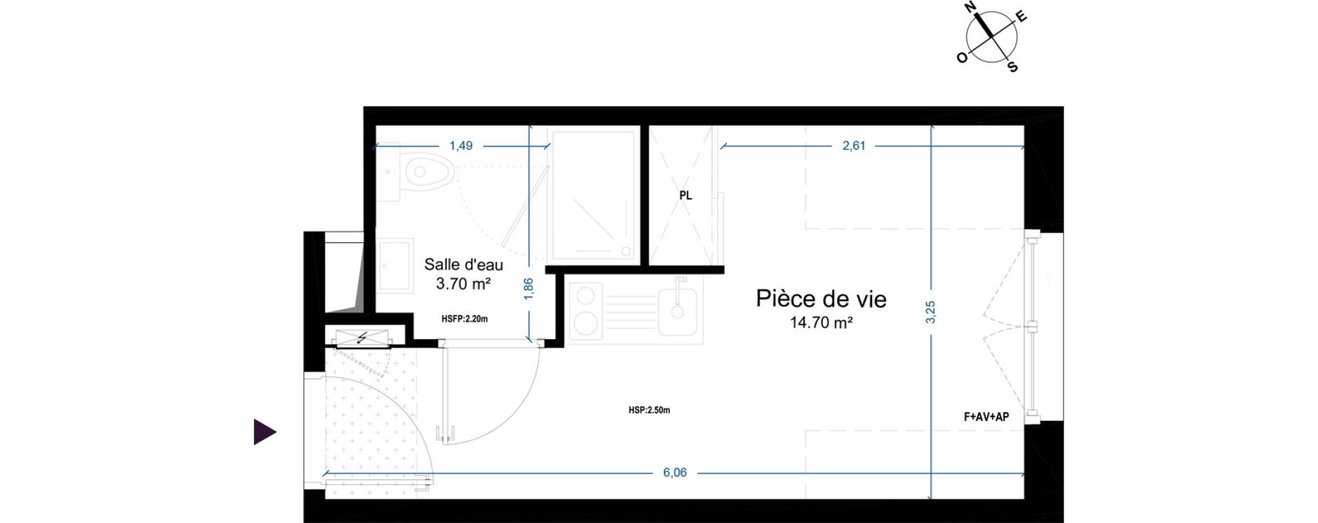 Appartement T1 de 18,40 m2 &agrave; Cesson-S&eacute;vign&eacute; Centre