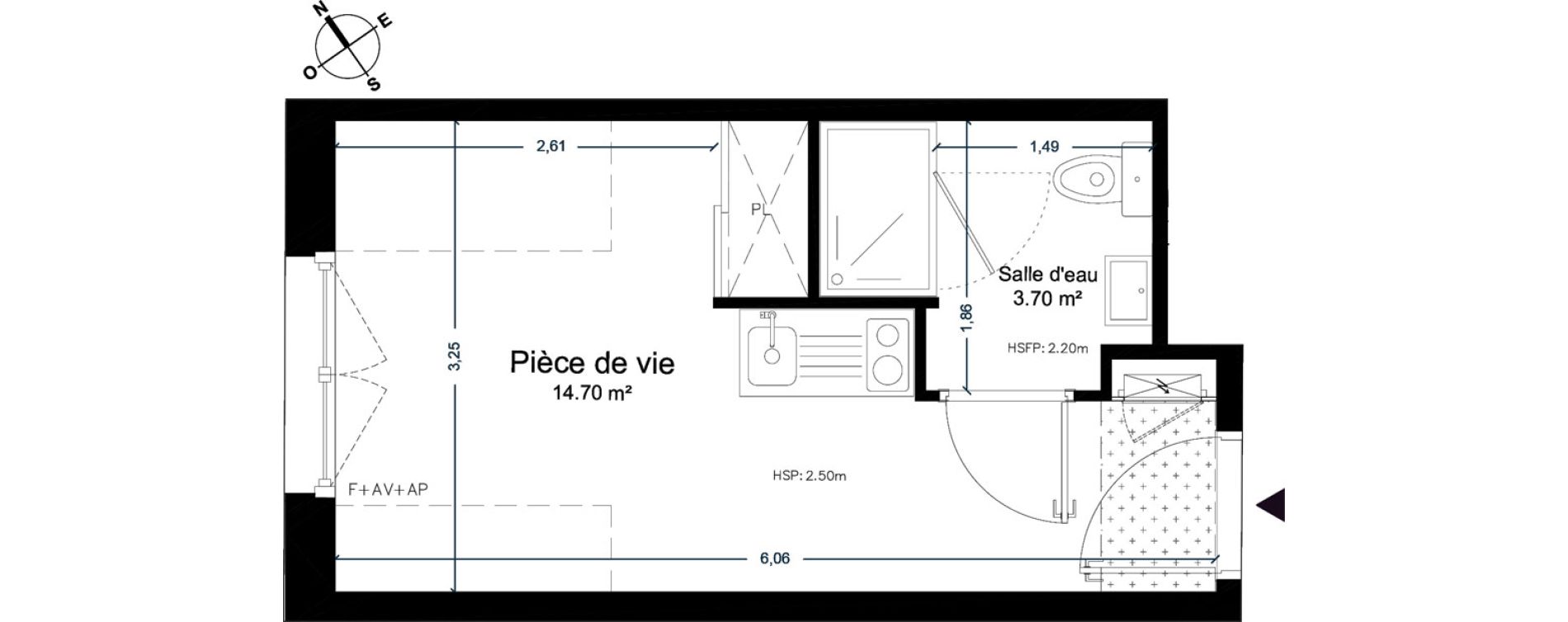 Appartement T1 de 18,40 m2 &agrave; Cesson-S&eacute;vign&eacute; Centre