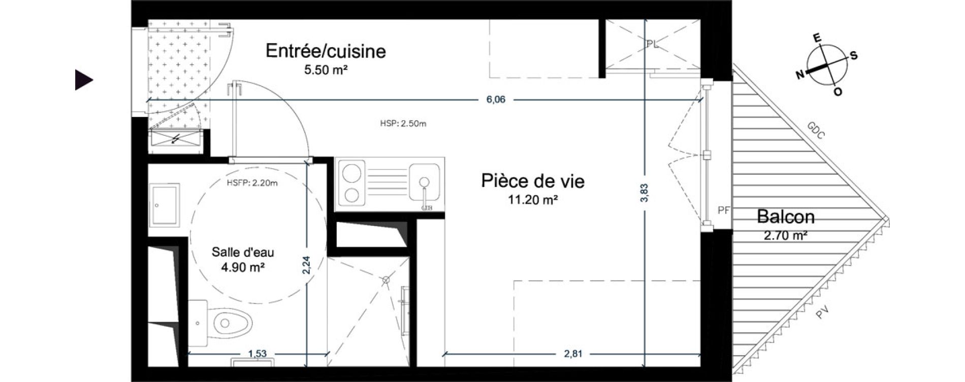 Appartement T1 de 21,60 m2 &agrave; Cesson-S&eacute;vign&eacute; Centre