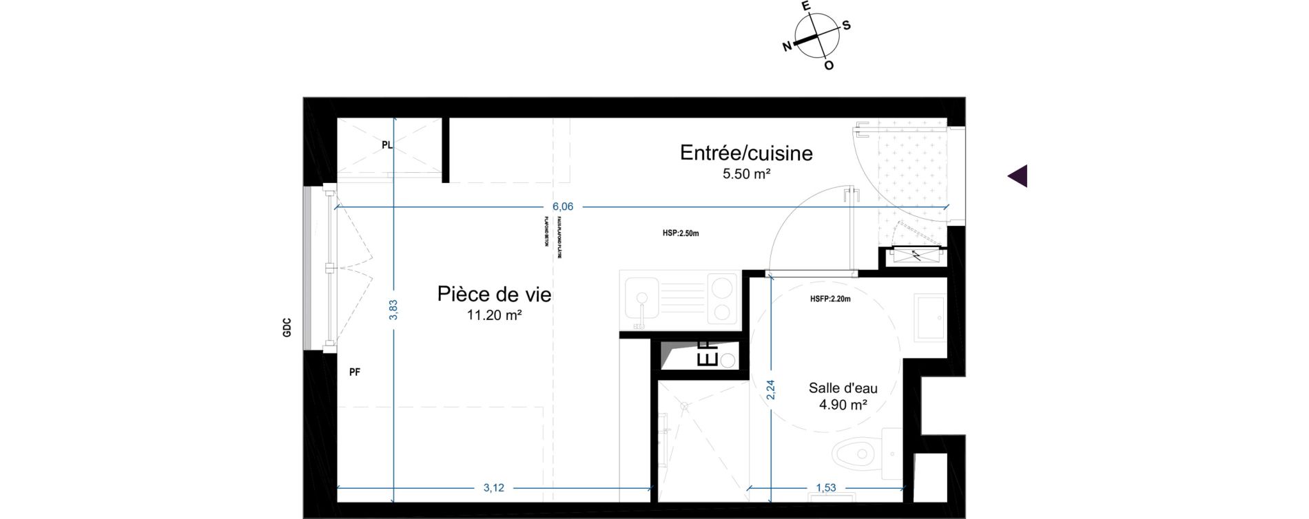 Appartement T1 de 21,60 m2 &agrave; Cesson-S&eacute;vign&eacute; Centre