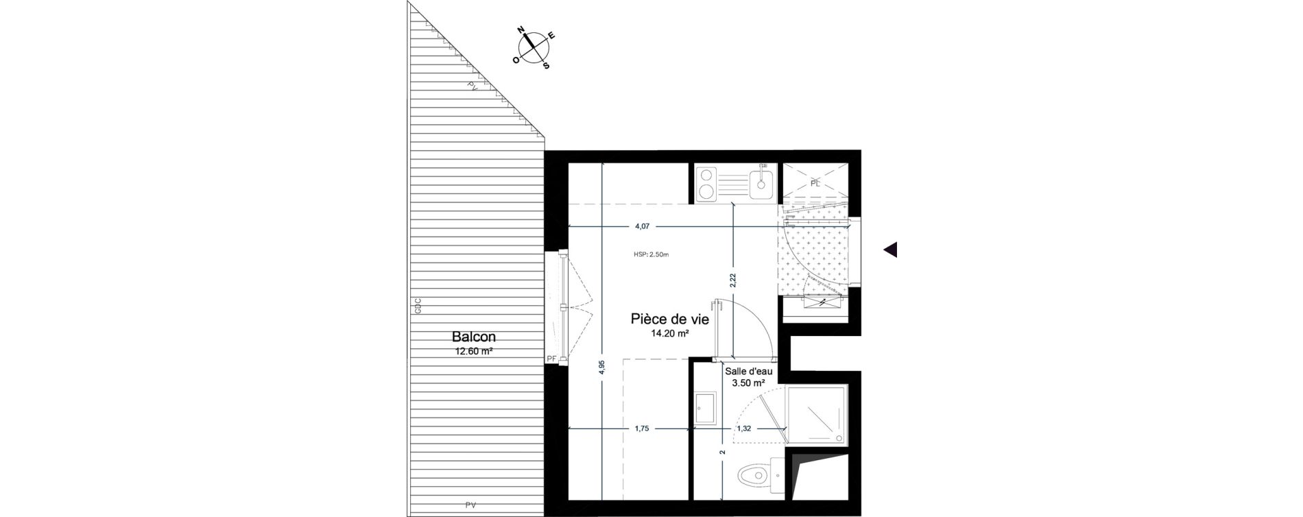 Appartement T1 de 17,70 m2 &agrave; Cesson-S&eacute;vign&eacute; Centre
