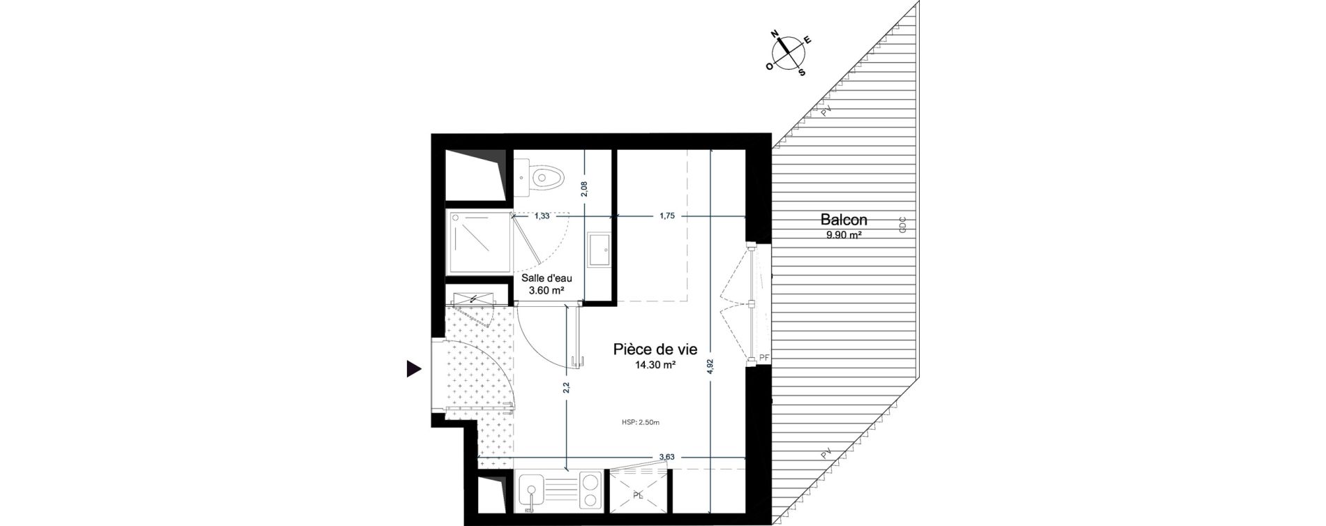 Appartement T1 de 17,90 m2 &agrave; Cesson-S&eacute;vign&eacute; Centre