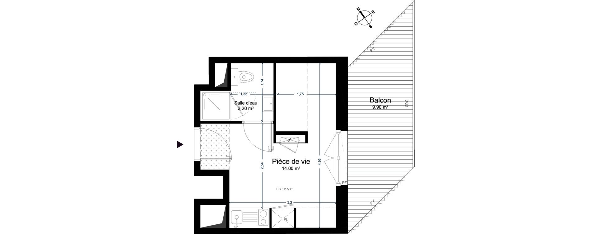 Appartement T1 de 17,20 m2 &agrave; Cesson-S&eacute;vign&eacute; Centre