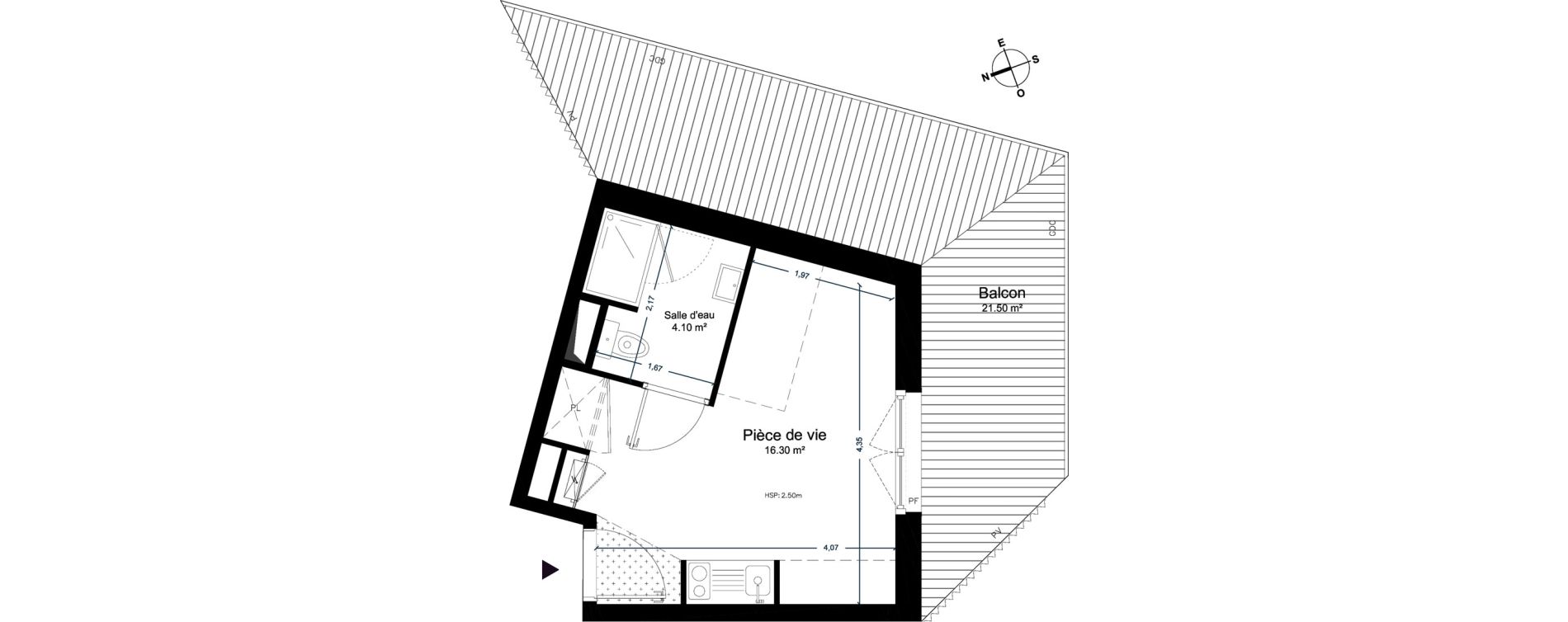 Appartement T1 de 20,40 m2 &agrave; Cesson-S&eacute;vign&eacute; Centre