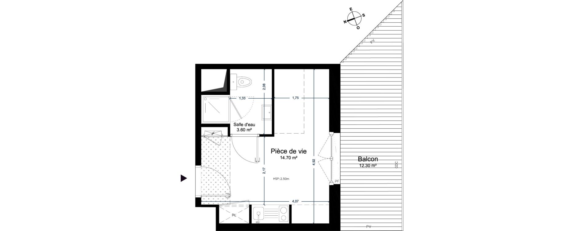 Appartement T1 de 18,30 m2 &agrave; Cesson-S&eacute;vign&eacute; Centre