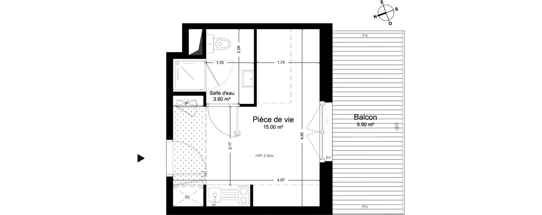Appartement T1 de 18,60 m2 &agrave; Cesson-S&eacute;vign&eacute; Centre