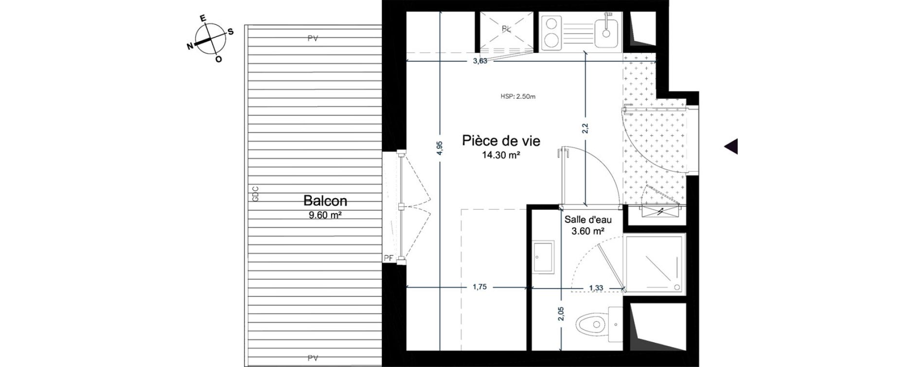 Appartement T1 de 17,90 m2 &agrave; Cesson-S&eacute;vign&eacute; Centre