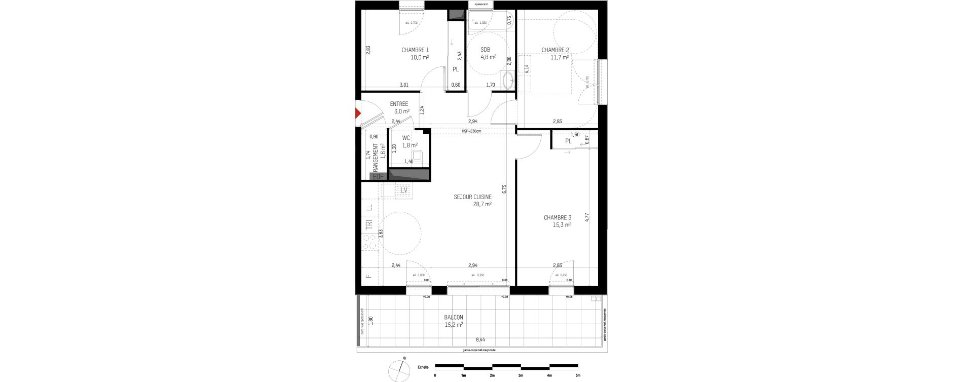 Appartement T4 de 76,90 m2 &agrave; Cesson-S&eacute;vign&eacute; Viasilva