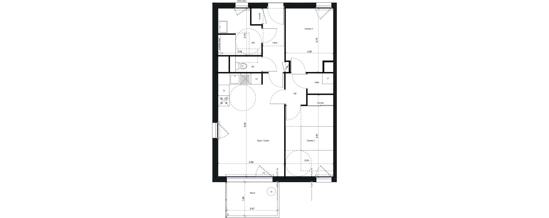 Appartement T3 de 62,88 m2 &agrave; Chantepie Centre