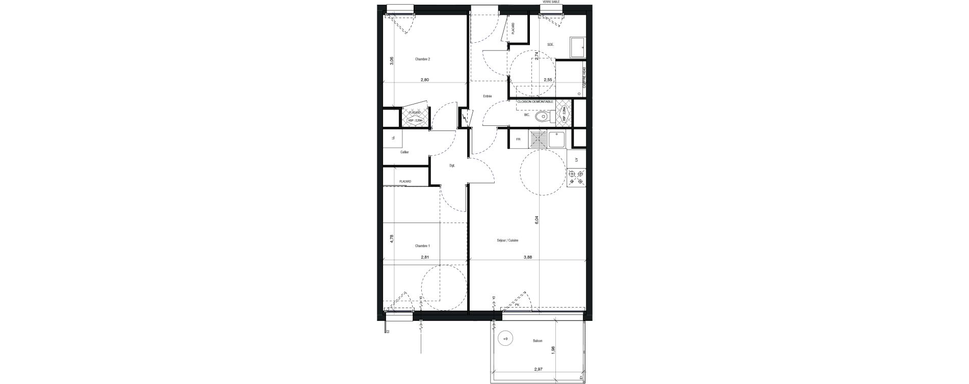 Appartement T3 de 62,52 m2 &agrave; Chantepie Centre