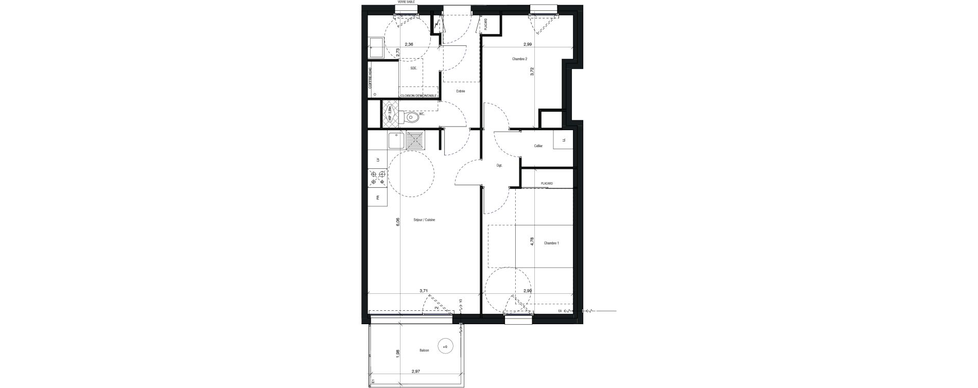 Appartement T3 de 62,08 m2 &agrave; Chantepie Centre