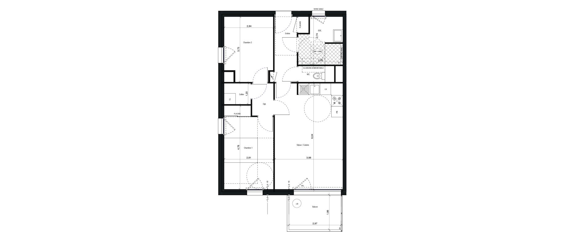 Appartement T3 de 62,88 m2 &agrave; Chantepie Centre