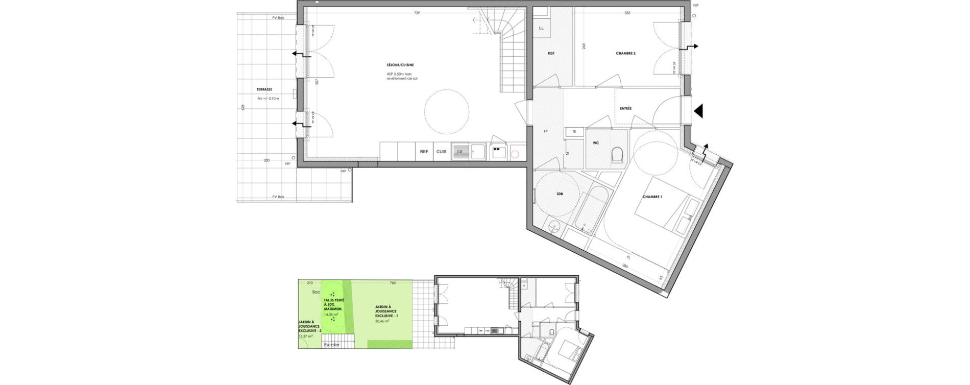 Duplex T5 de 108,05 m2 &agrave; Chantepie Bocage citadin