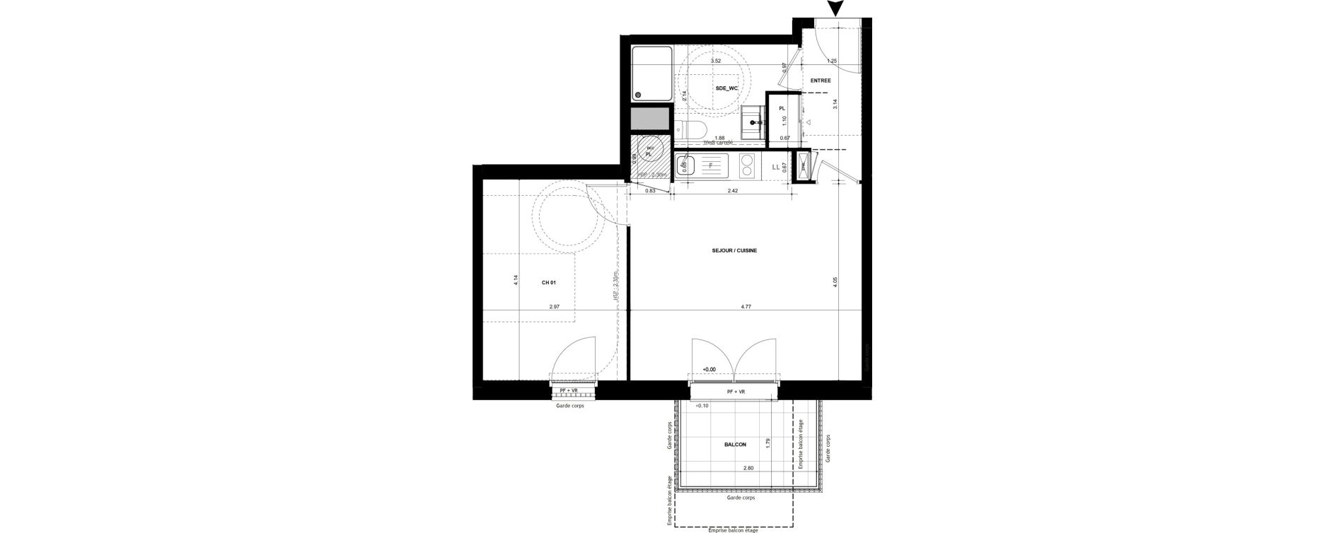 Appartement T2 de 44,42 m2 &agrave; Chantepie Centre
