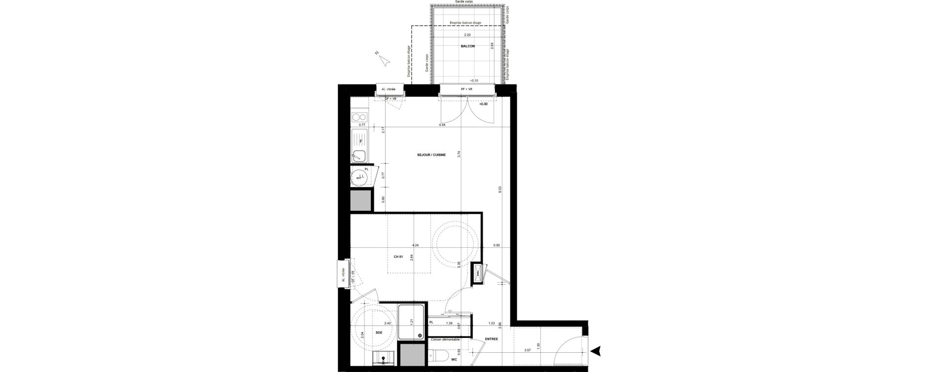 Appartement T2 de 45,87 m2 &agrave; Chantepie Centre