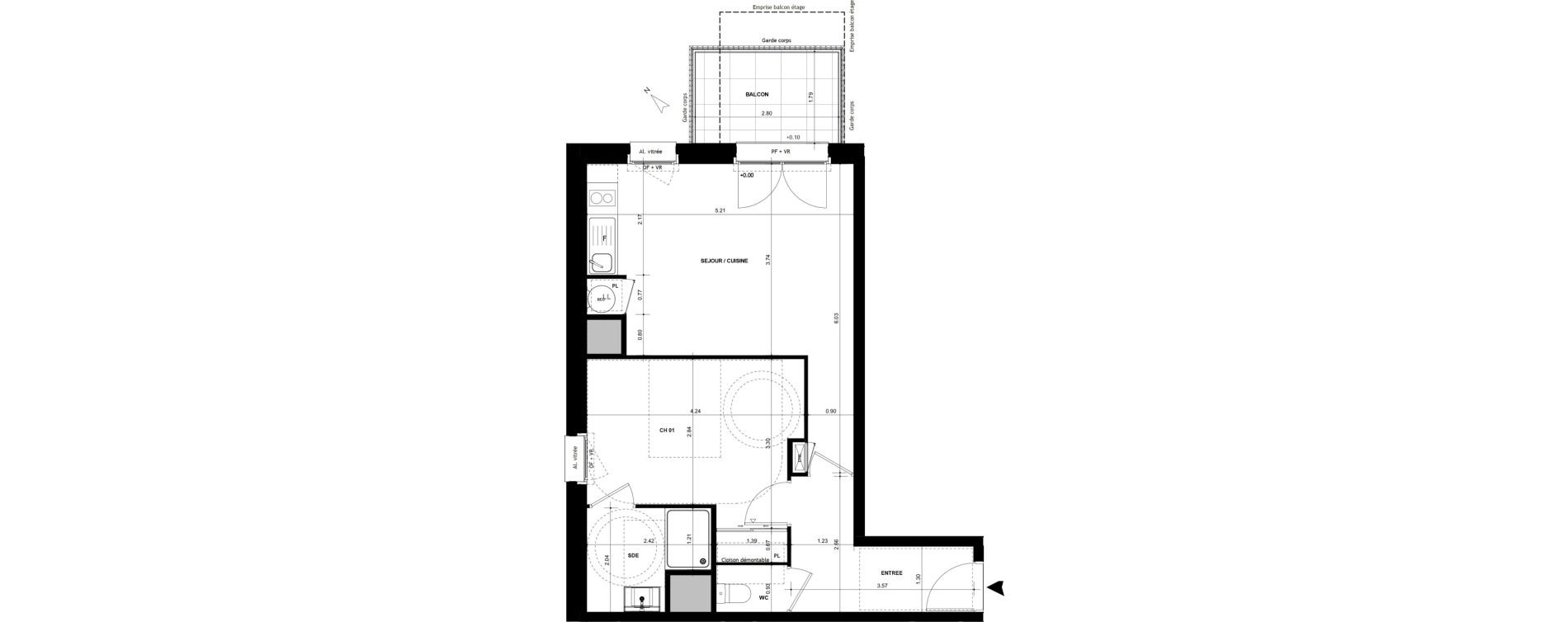 Appartement T2 de 45,87 m2 &agrave; Chantepie Centre