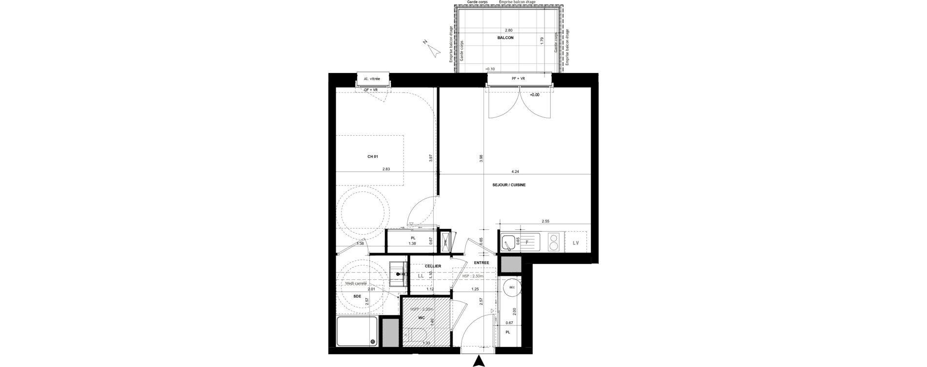 Appartement T2 de 44,45 m2 &agrave; Chantepie Centre