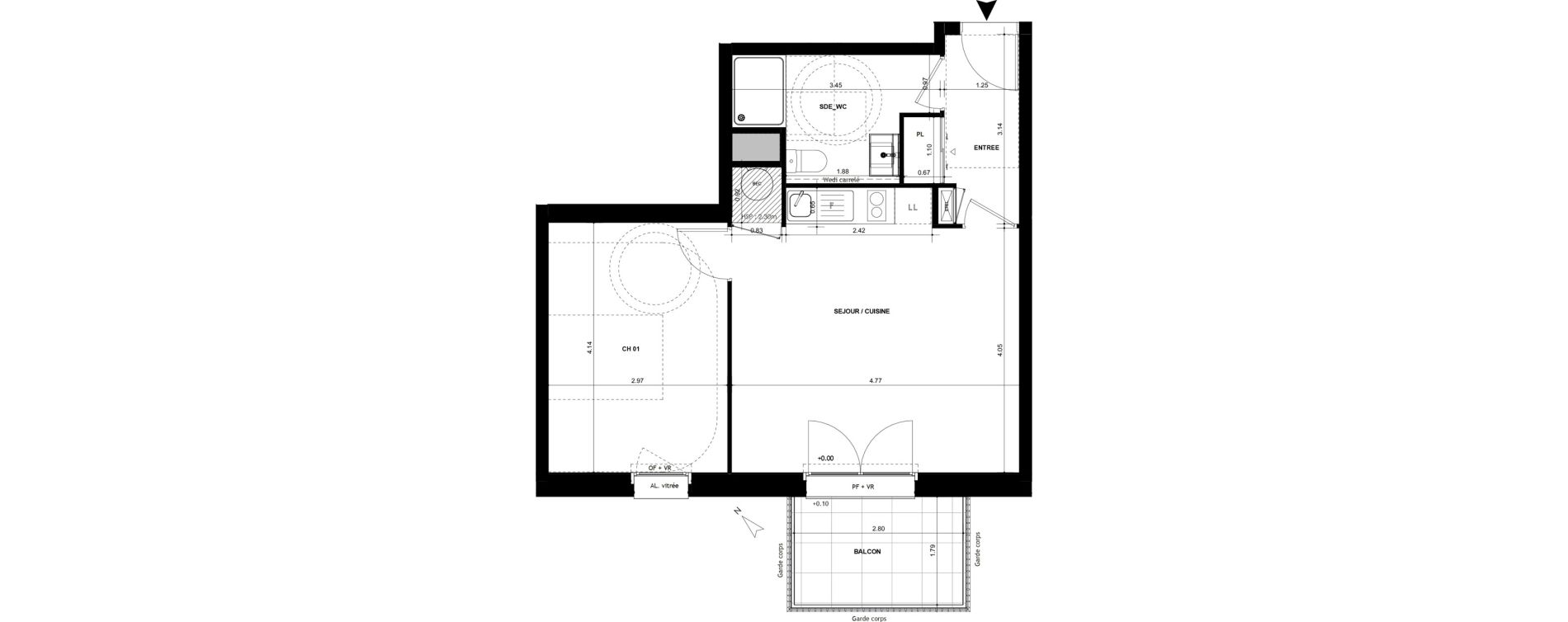 Appartement T2 de 44,42 m2 &agrave; Chantepie Centre