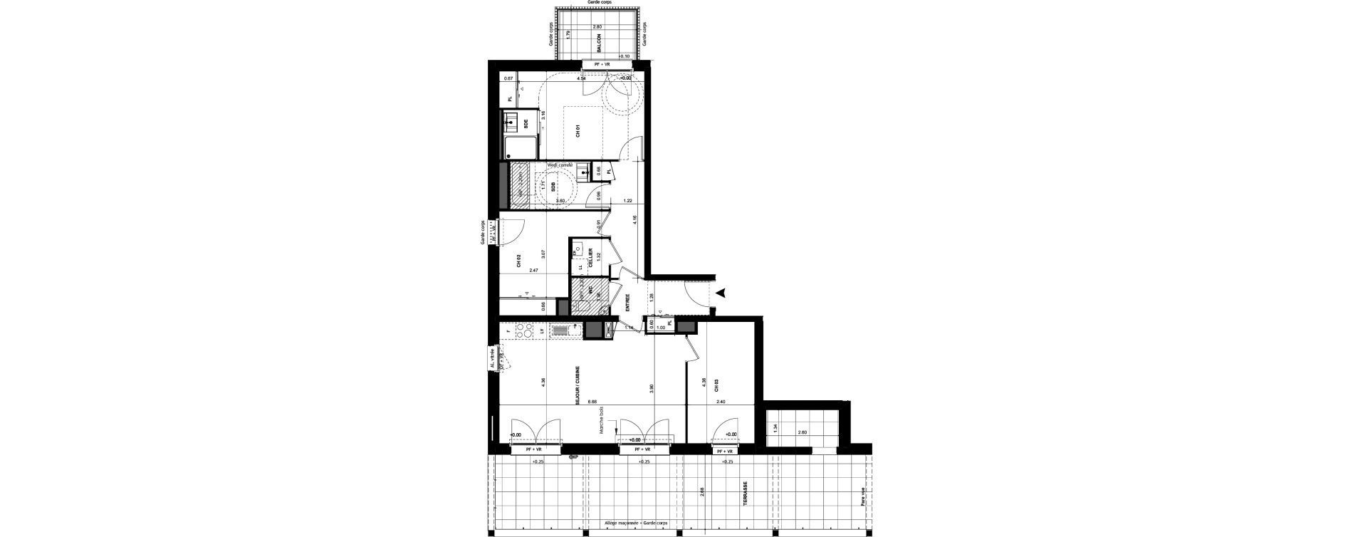 Appartement T4 de 82,62 m2 &agrave; Chantepie Centre