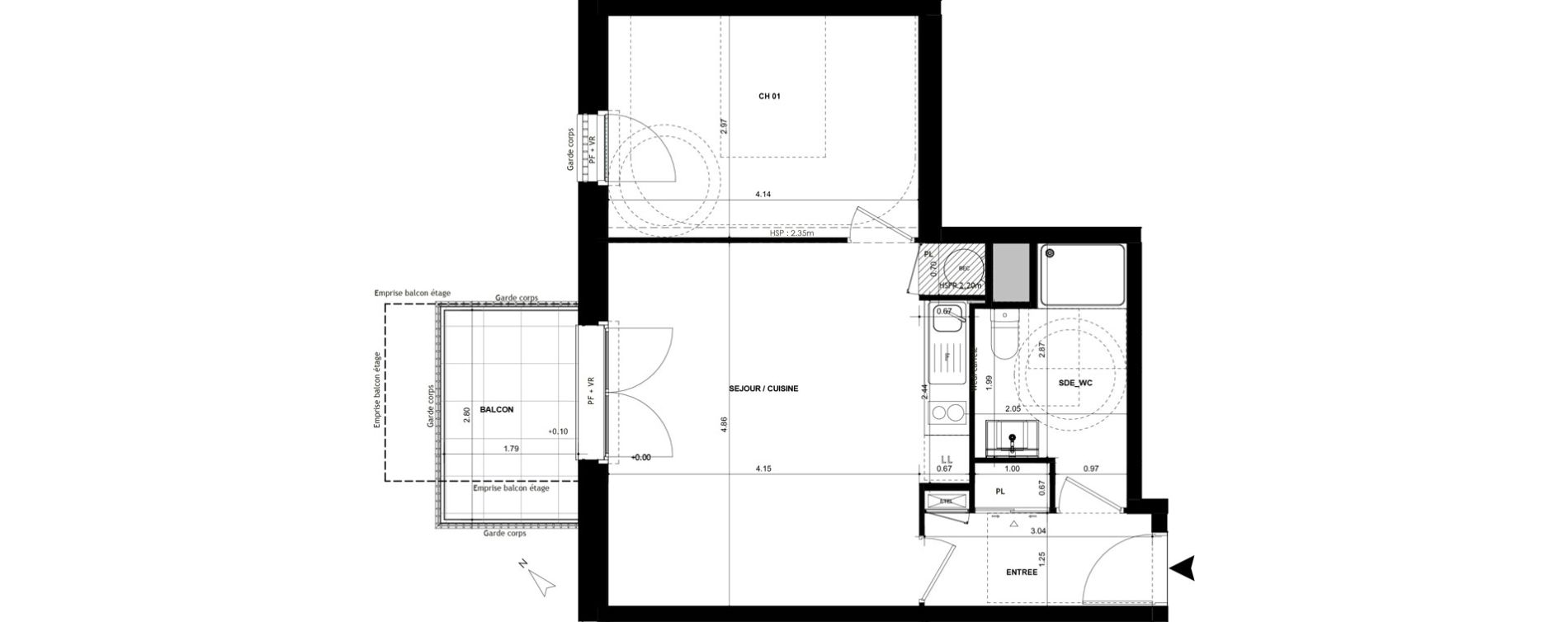 Appartement T2 de 44,96 m2 &agrave; Chantepie Centre