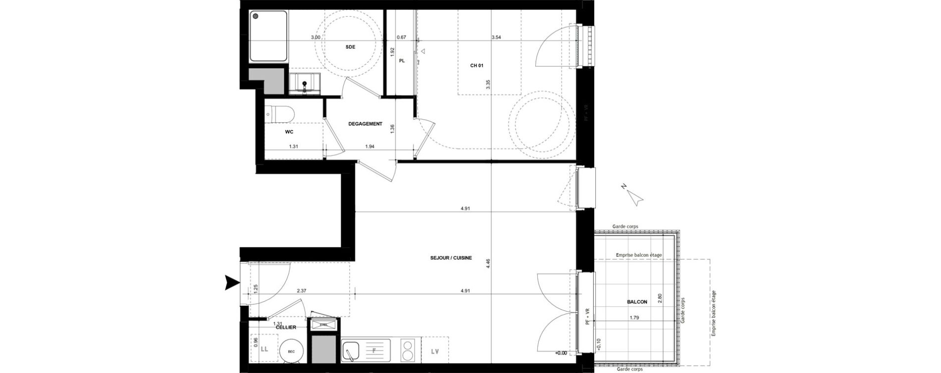 Appartement T2 de 49,14 m2 &agrave; Chantepie Centre