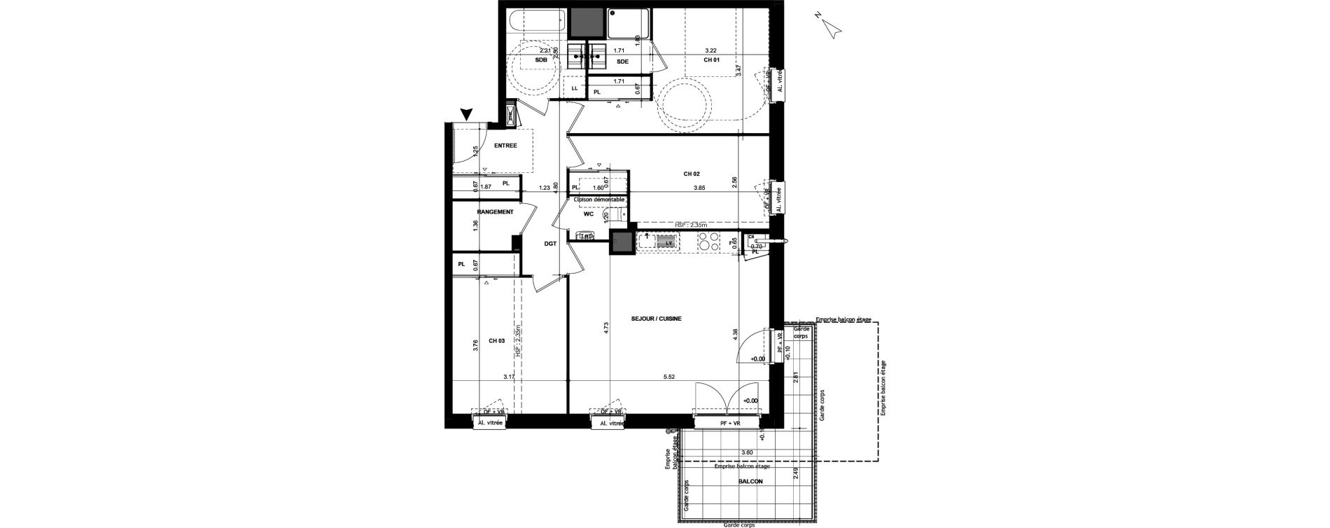 Appartement T4 de 88,56 m2 &agrave; Chantepie Centre