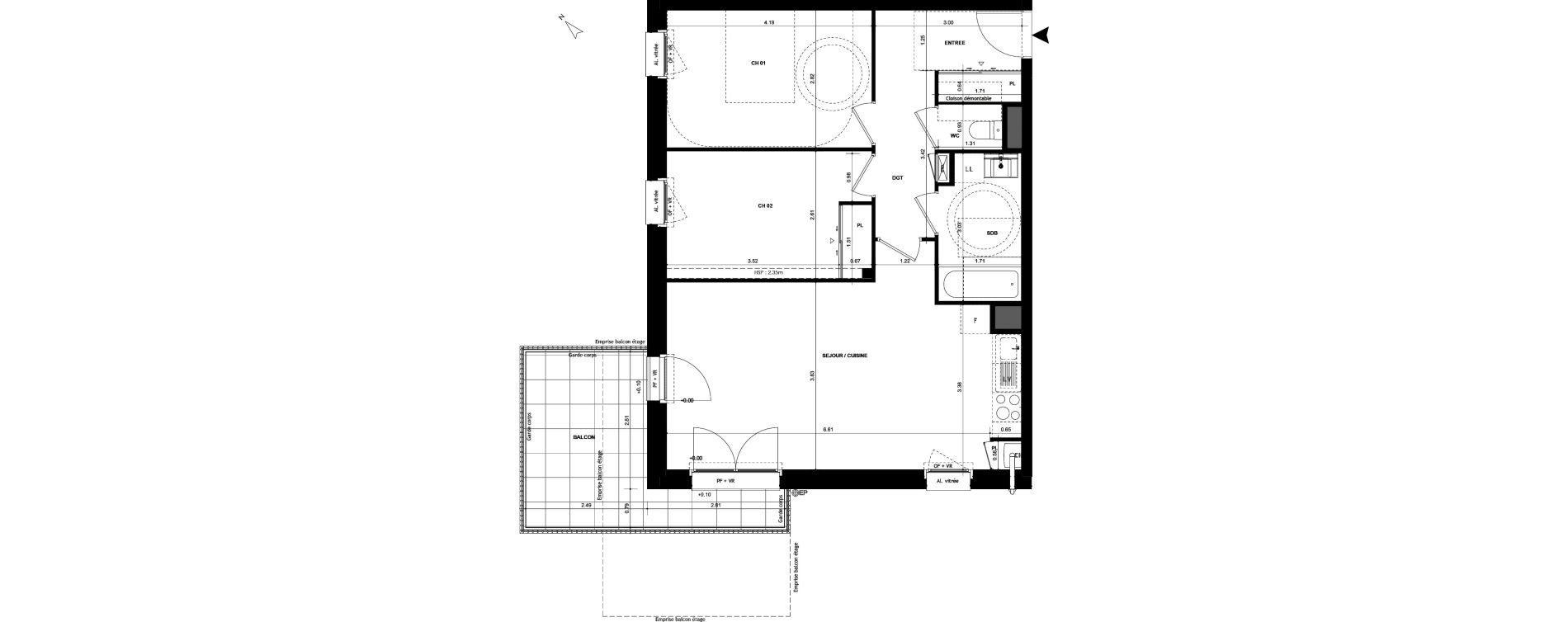 Appartement T3 de 65,45 m2 &agrave; Chantepie Centre