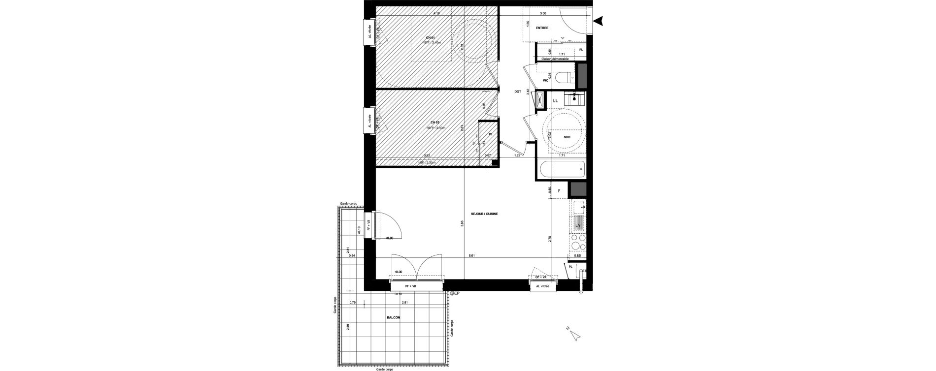 Appartement T3 de 65,45 m2 &agrave; Chantepie Centre