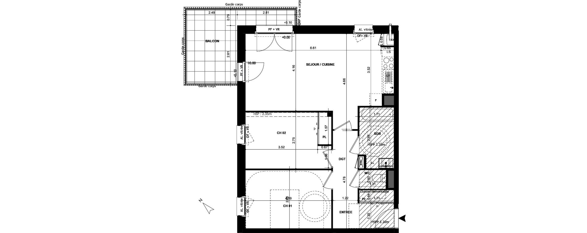 Appartement T3 de 66,20 m2 &agrave; Chantepie Centre