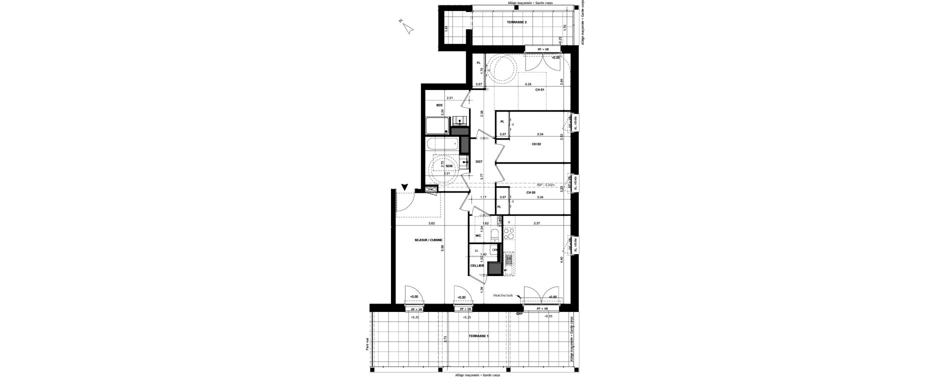 Appartement T4 de 90,24 m2 &agrave; Chantepie Centre