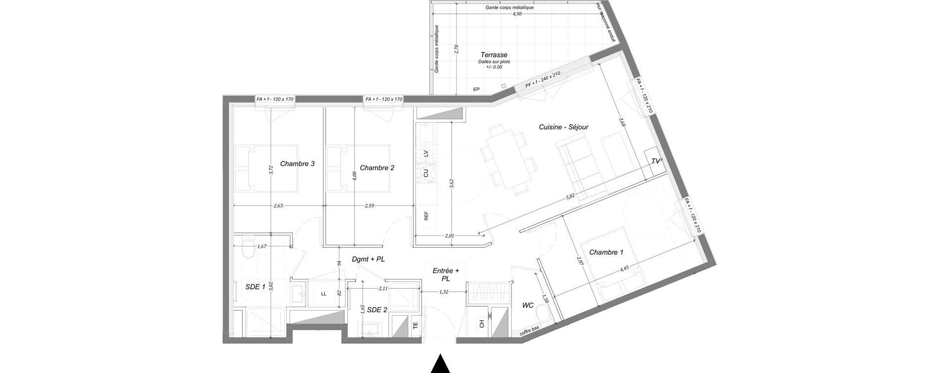 Appartement T4 de 81,20 m2 &agrave; Chartres-De-Bretagne Centre