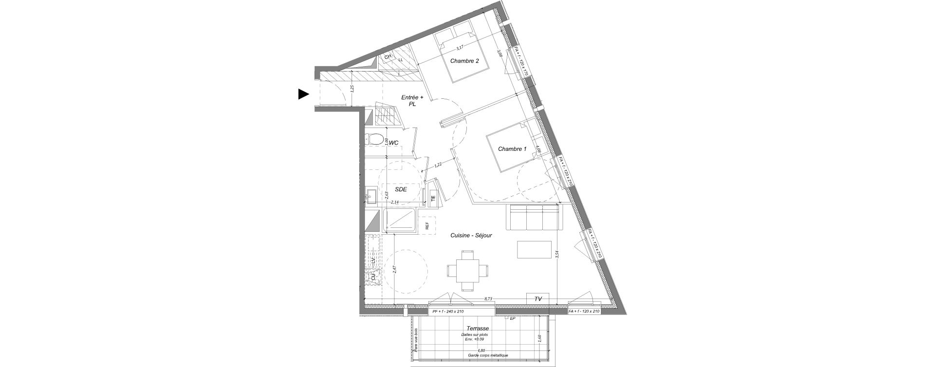 Appartement T3 de 63,93 m2 &agrave; Chartres-De-Bretagne Centre
