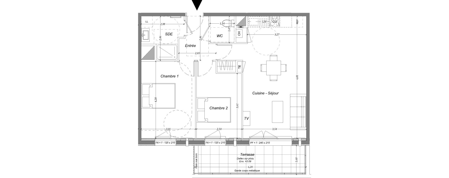 Appartement T3 de 59,51 m2 &agrave; Chartres-De-Bretagne Centre