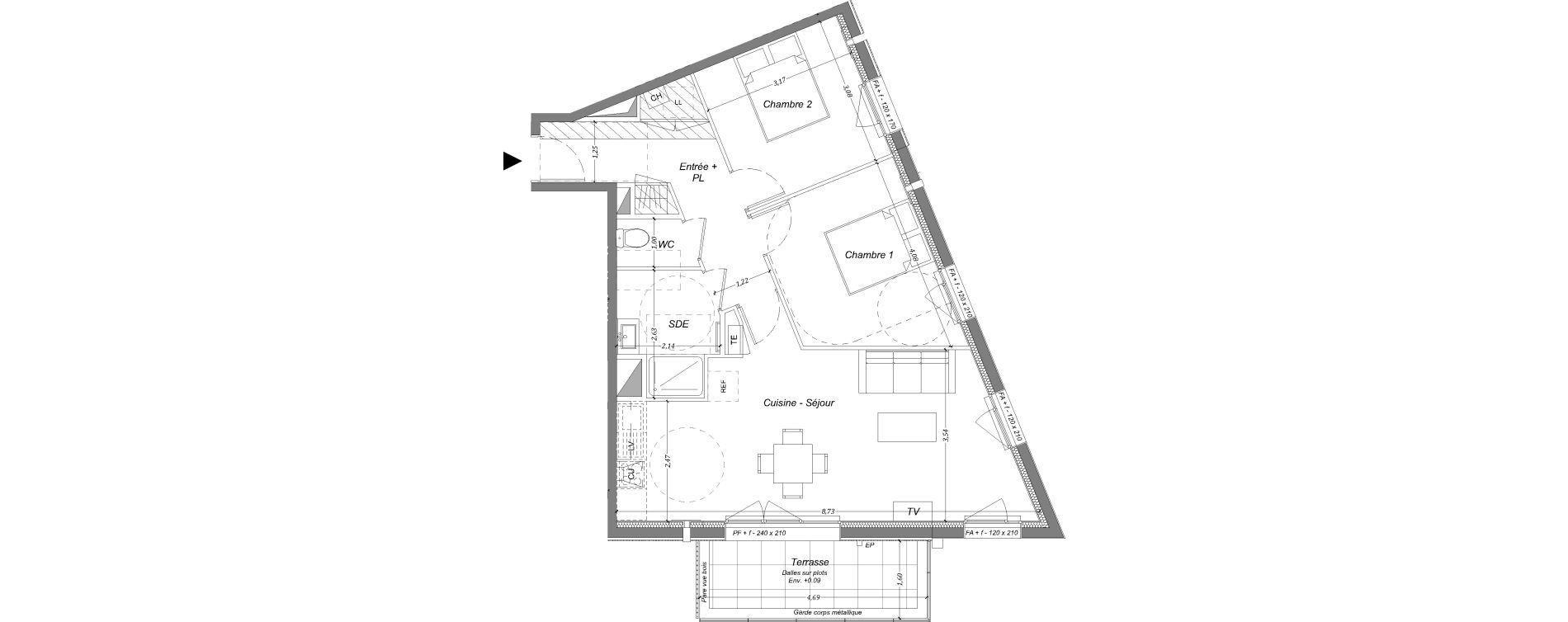 Appartement T3 de 63,92 m2 &agrave; Chartres-De-Bretagne Centre