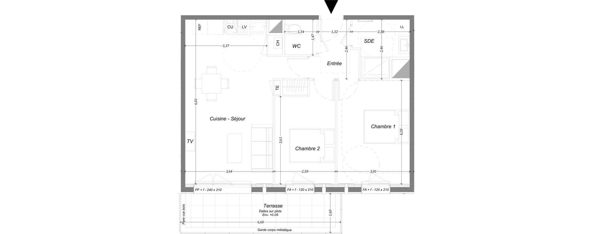 Appartement T3 de 60,19 m2 &agrave; Chartres-De-Bretagne Centre