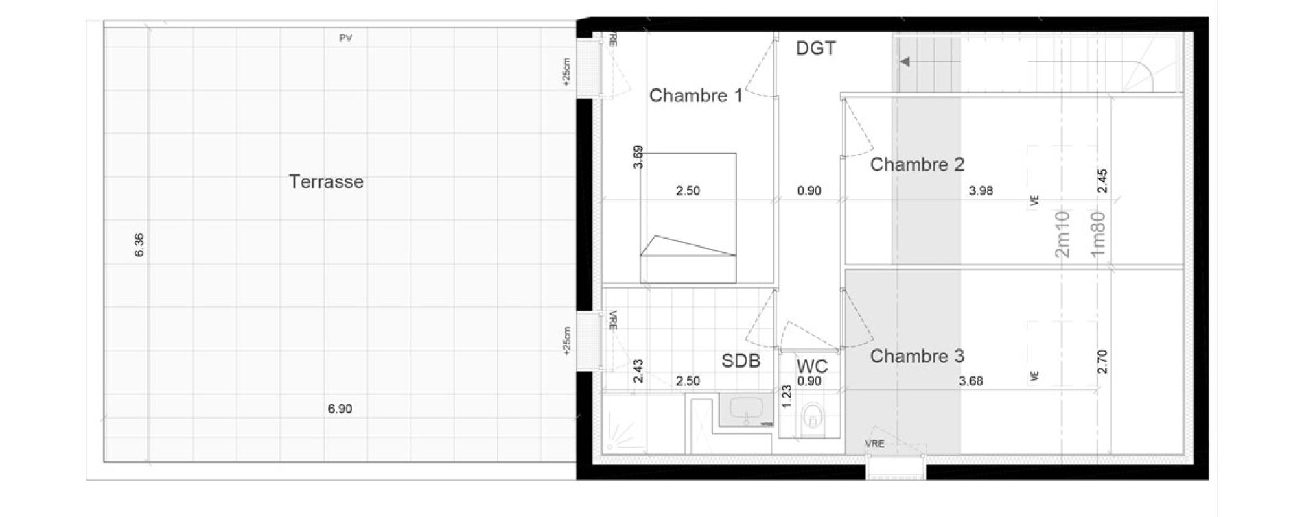 Duplex T4 de 82,40 m2 &agrave; Chartres-De-Bretagne Centre