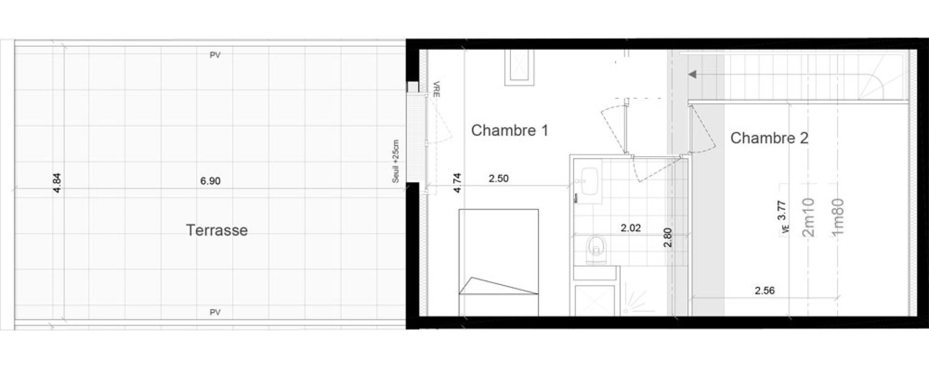 Duplex T3 de 53,10 m2 &agrave; Chartres-De-Bretagne Centre