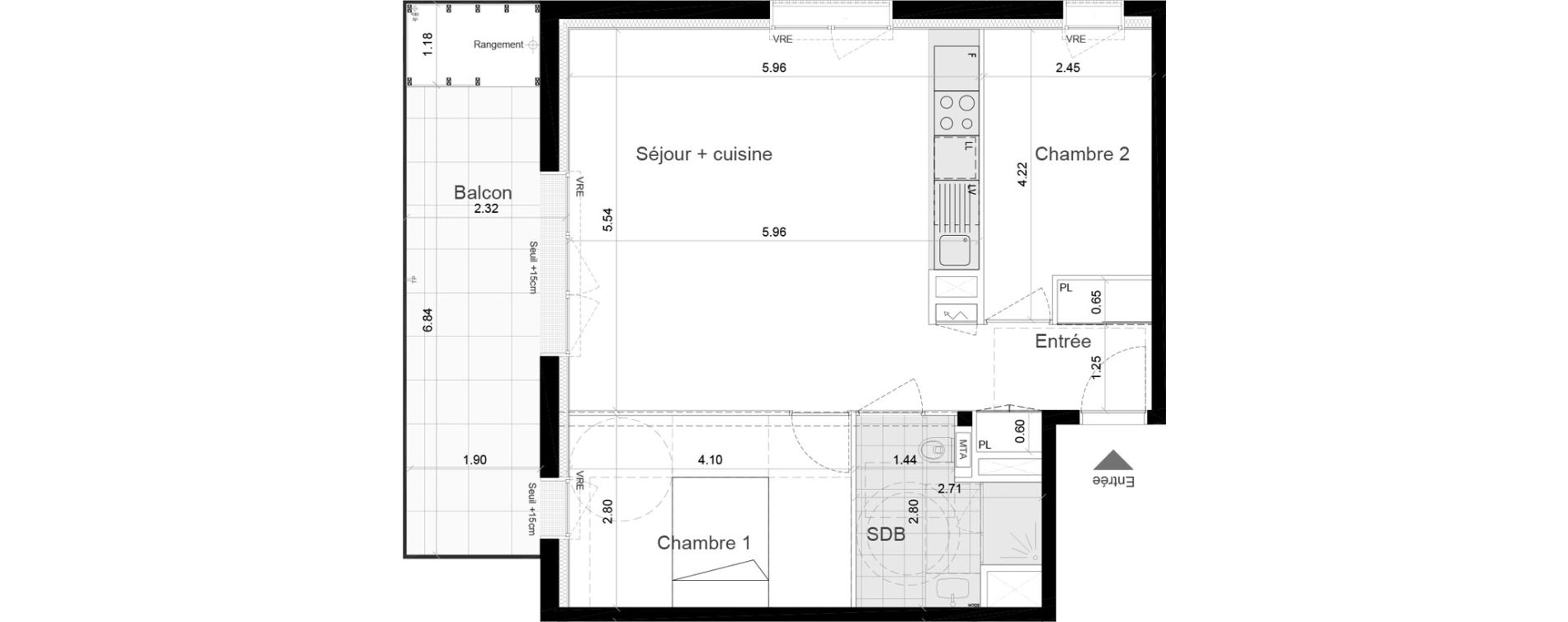Appartement T3 de 63,90 m2 &agrave; Chartres-De-Bretagne Centre