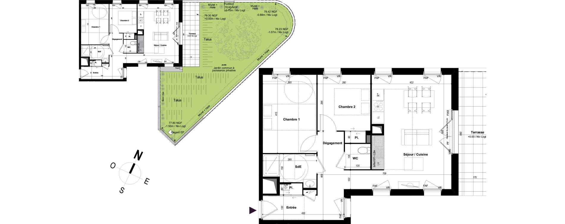 Appartement T3 de 64,58 m2 &agrave; Ch&acirc;teaubourg Centre