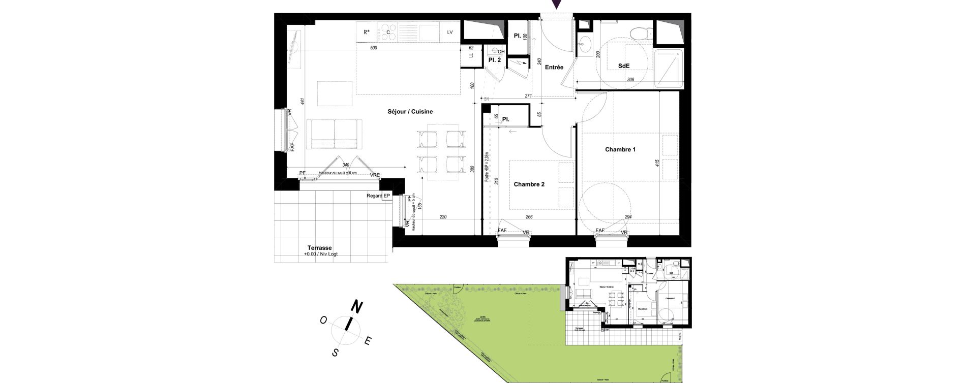 Appartement T3 de 61,53 m2 &agrave; Ch&acirc;teaubourg Centre