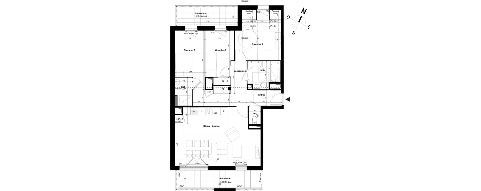 Appartement T4 de 82,83 m2 &agrave; Ch&acirc;teaubourg Centre
