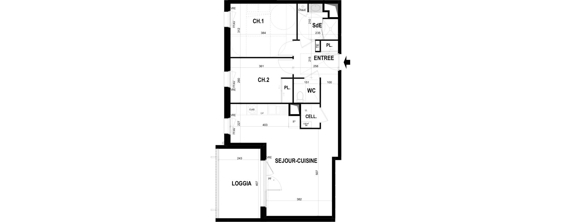 Appartement T3 de 64,17 m2 &agrave; Ch&acirc;teaugiron Centre
