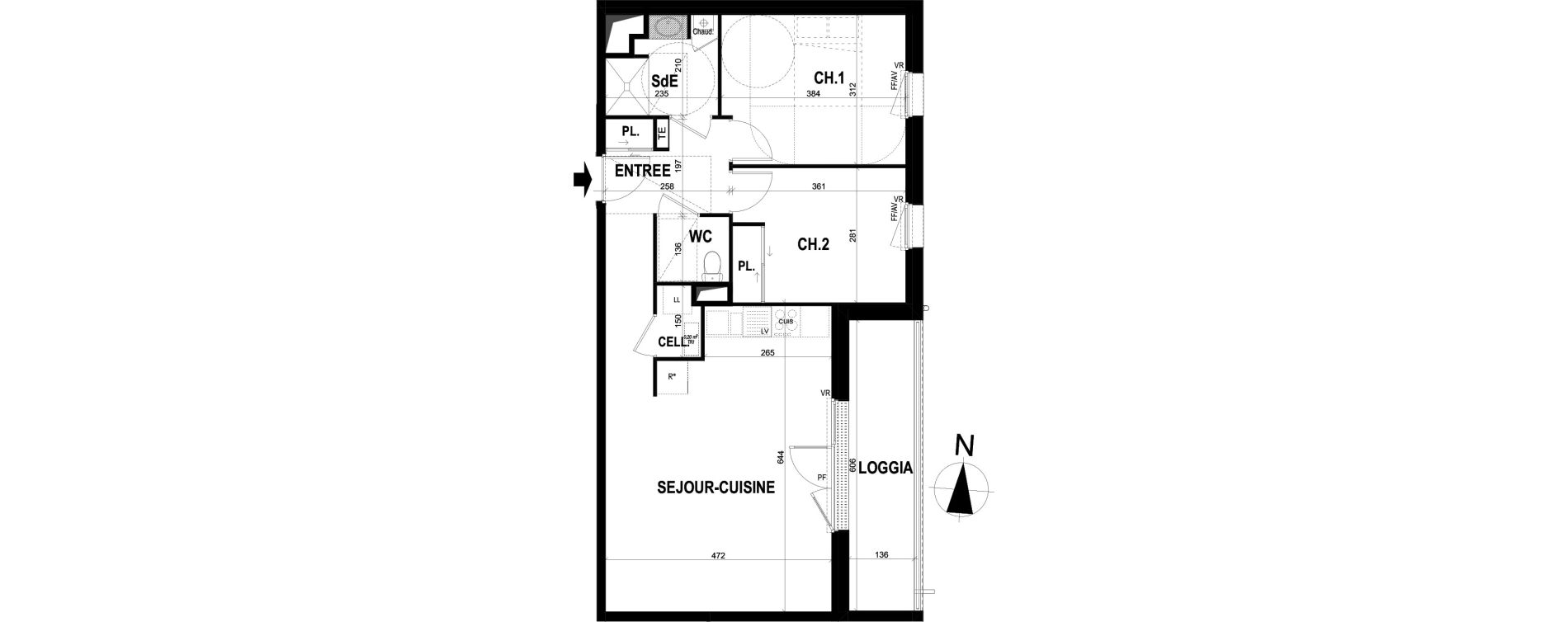 Appartement T3 de 64,80 m2 &agrave; Ch&acirc;teaugiron Centre