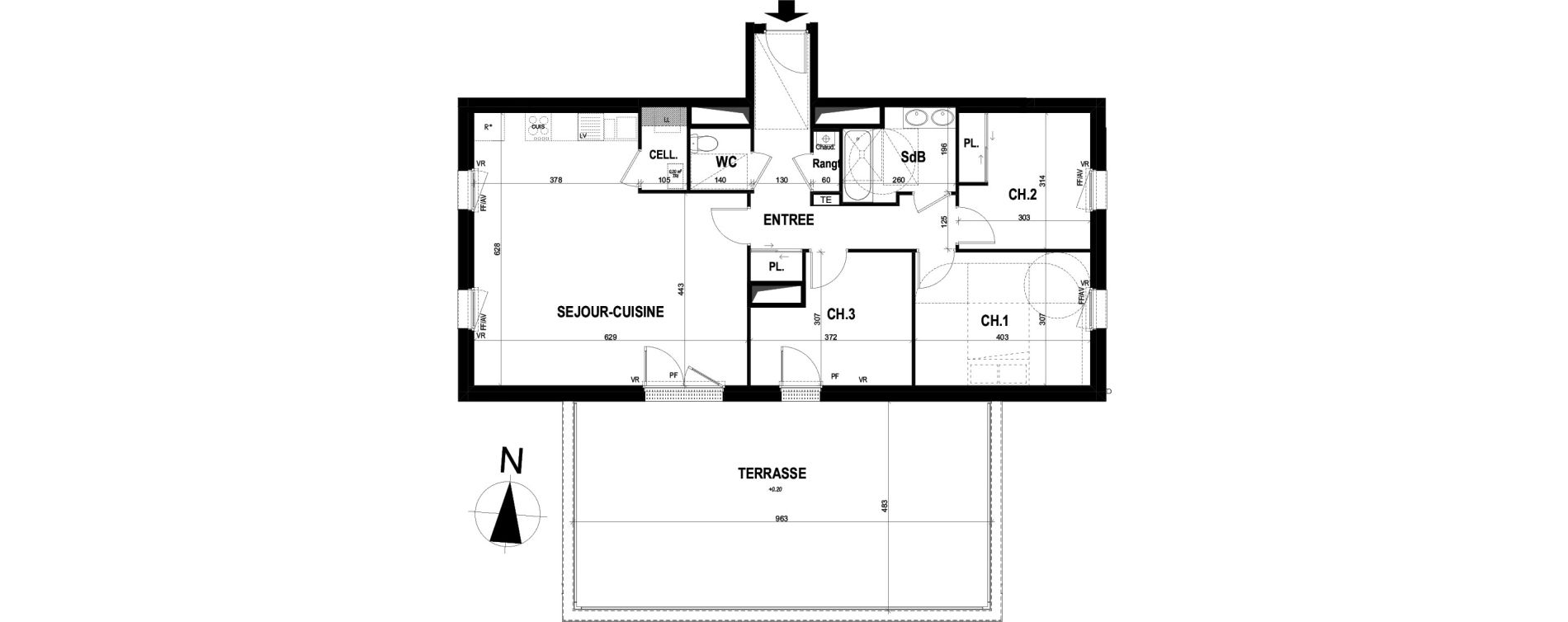 Appartement T4 de 87,20 m2 &agrave; Ch&acirc;teaugiron Centre