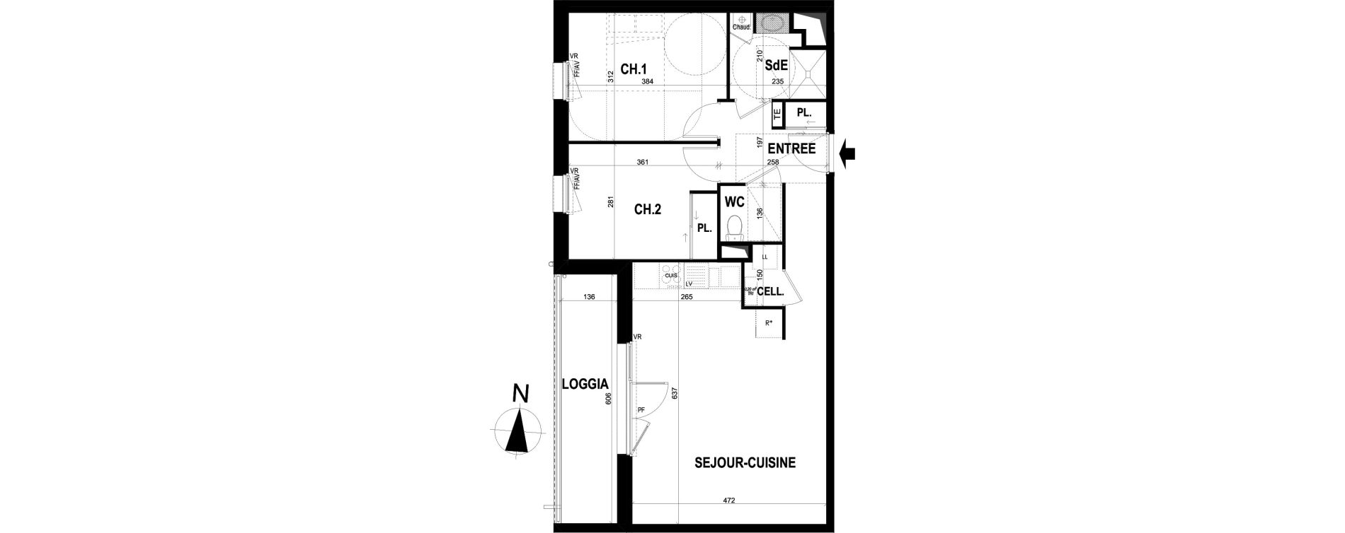Appartement T3 de 64,78 m2 &agrave; Ch&acirc;teaugiron Centre